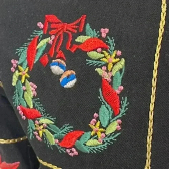 Mak New York Holiday Blazer Jacket With Christmas Embroidery Women’s Sz 4 - Picture 8 of 11